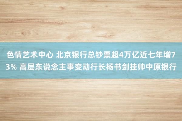 色情艺术中心 北京银行总钞票超4万亿近七年增73% 高层东说念主事变动行长杨书剑挂帅中原银行