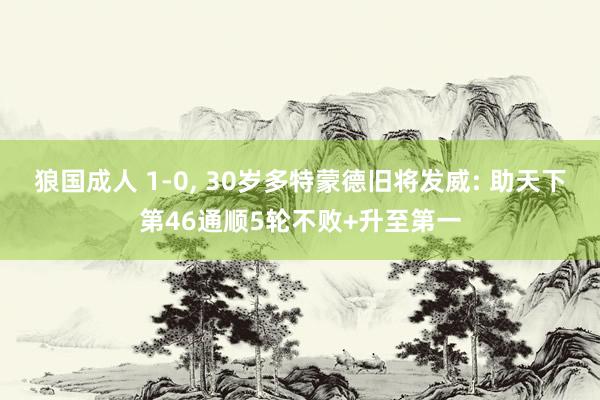 狼国成人 1-0， 30岁多特蒙德旧将发威: 助天下第46通顺5轮不败+升至第一