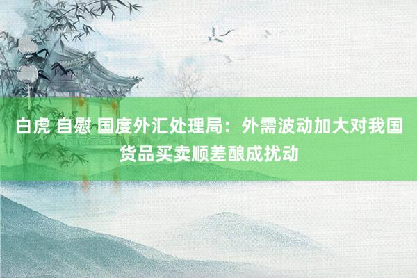 白虎 自慰 国度外汇处理局：外需波动加大对我国货品买卖顺差酿成扰动